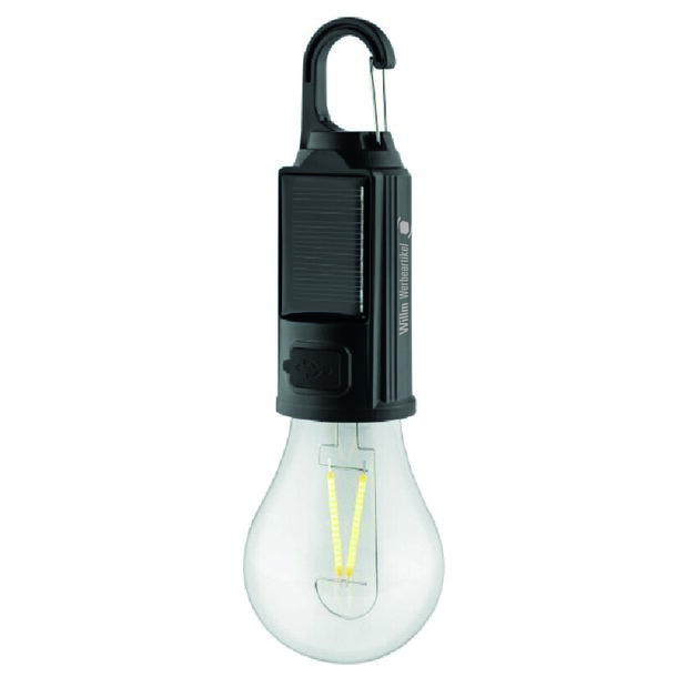 Karabinerleuchte "Edison-Garden„ Warmweißes Edison-Solarlicht mit Akku - Inkl. Tampondruck 40 x 10 mm