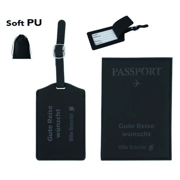Reiseset PU - Inkl. CO2-Gravur auf beiden Teilen 6 x 4 cm