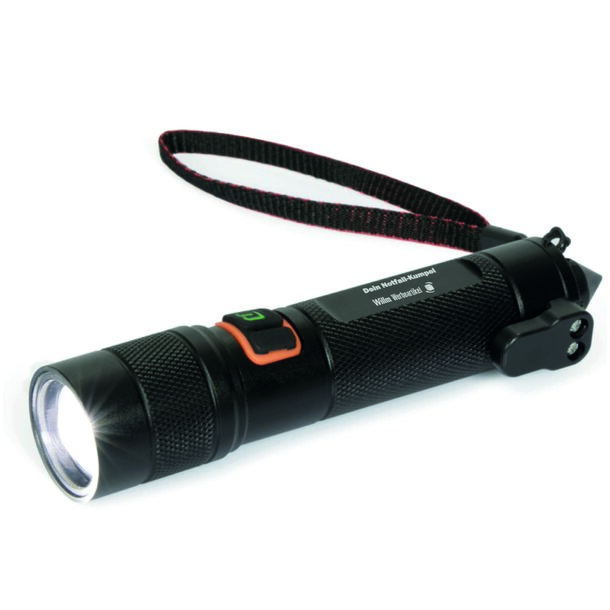Taschenlampe "SOS„ mit Glasbrecher und Gurtcutter - Inzwischen ein "Must Have" bei E-autos