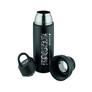 Thermobecher „Click & Drink“ - 550ml Vakuum-Thermoflasche mit Sieb und One-Touch-Deckel - Inkl. Lasergravur