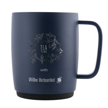 Edelstahl-Thermotasse "Keramik" weiß, blau oder schwarz, 350 ml - für puren Genuss und langer Wärmeisolierung - inkl. Lasergravur