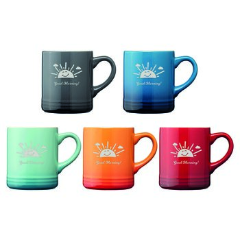 Keramiktasse "Ombré", 355 ml - mit beliebten Ombré-Effekt auf der Außenseite - Inkl. einseitiger Gravur 40 x 40 mm